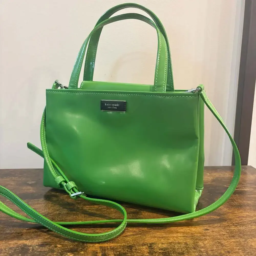Kate Spade New York Sam Icon Spazzolato Small Tote Crossbody Green K8818
